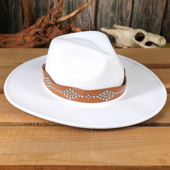 Western Wide Brim Studded Panama Hat - Picture 2 of 10